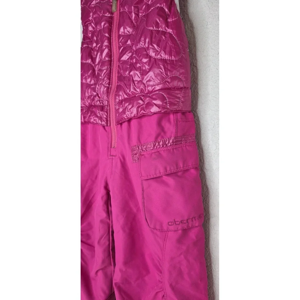OBERMEYER SNOWBOARD‎ SNOW Ski  PANTS WARM PINK FLEECE GIRLS 4 Winter Suit Adjust